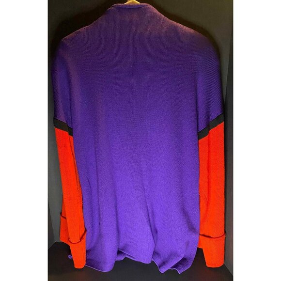 St John Sweater Marie Gray Purple Womens 10 Colorblock Cardigan - Picture 2 of 9